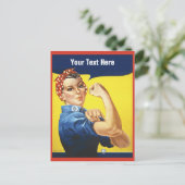 Rosie the Riveter mit Ihrem benutzerdefinierten Te Postkarte (Stehend Vorderseite)