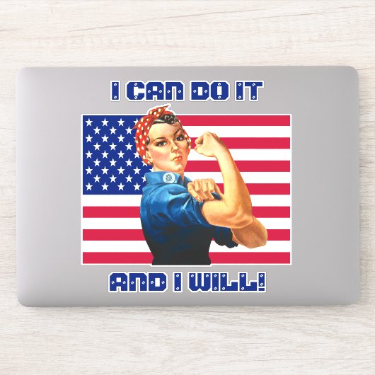 Rosie the Riveter mit Motivierend Slogan unter US- Aufkleber (Computer)