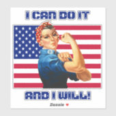 Rosie the Riveter mit Motivierend Slogan unter US- Aufkleber (Blatt)