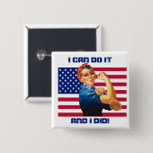 Rosie the Riveter mit Motivierend Slogan unter US- Button (Vorne & Hinten)
