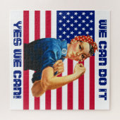 Rosie the Riveter mit Motivierend Slogan unter US- Puzzle (Horizontal)