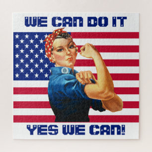 Rosie the Riveter mit Motivierend Slogan unter US- Puzzle