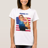 Rosie the Riveter mit US Flag DONE IT! T-Shirt (Vorderseite)