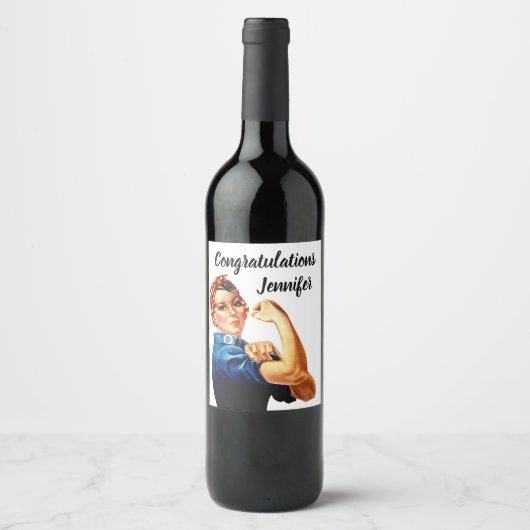 Rosie the Riveter Personalize Weinetikett (Vorderseite)