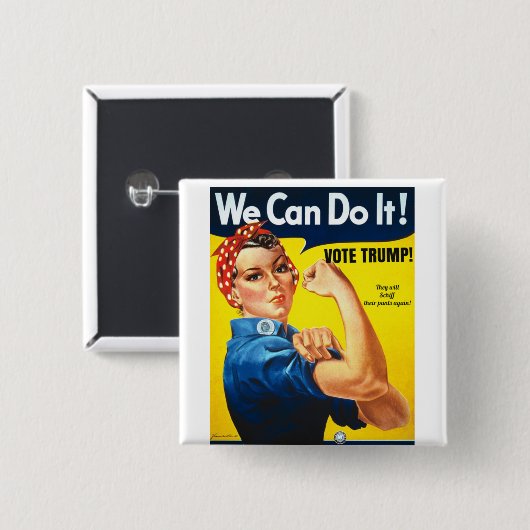 Rosie the Riveter Pro Trump Button (Vorne & Hinten)