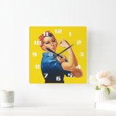 Rosie the Riveter Quadratische Wanduhr (Zuhause)