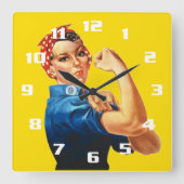 Rosie the Riveter Quadratische Wanduhr (Vorderseite)