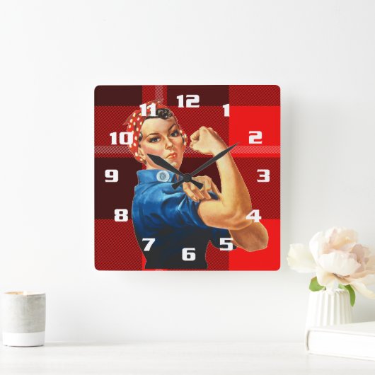 Rosie the Riveter Quadratische Wanduhr (Zuhause)