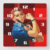 Rosie the Riveter Quadratische Wanduhr (Vorderseite)