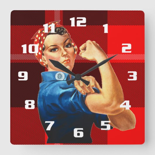 Rosie the Riveter Quadratische Wanduhr (Vorderseite)