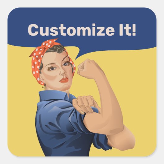 Rosie the Riveter Quadratischer Aufkleber (Vorderseite)
