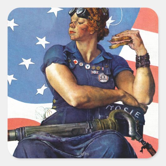 Rosie the Riveter Quadratischer Aufkleber (Vorderseite)