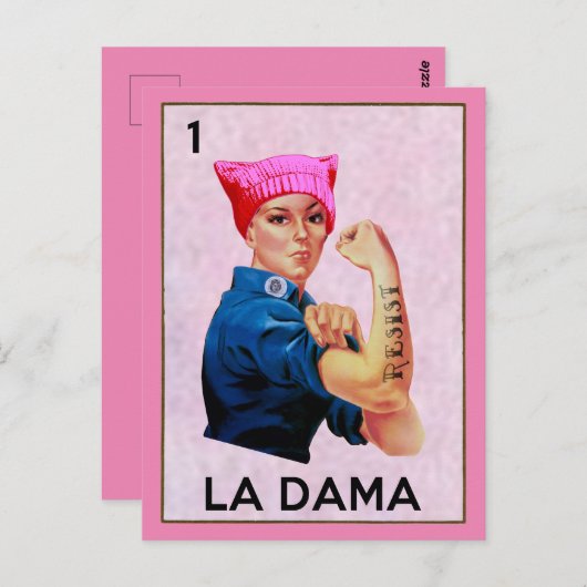 Rosie the Riveter Resistents La Dama Loteria Postkarte (Vorne/Hinten)