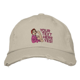 Rosie The Riveter Retro Style mit Ihrem Text Bestickte Kappe