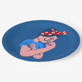 rosie the riveter rockabilly retro icon pappteller (Schrägansicht)