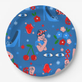 rosie the riveter rockabilly whimsical pappteller (Vorderseite)