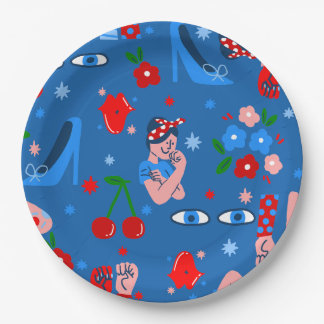 rosie the riveter rockabilly whimsical pappteller