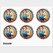 Rosie the Riveter Runder Aufkleber (Blatt)