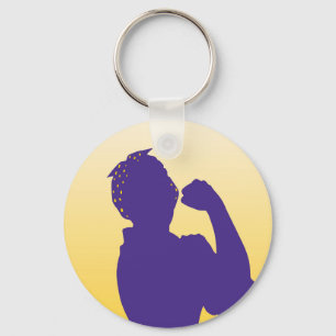Rosie the Riveter Silhouette - Gold und lila Schlü Schlüsselanhänger