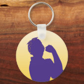Rosie the Riveter Silhouette - Gold und lila Schlü Schlüsselanhänger (Rückseite)
