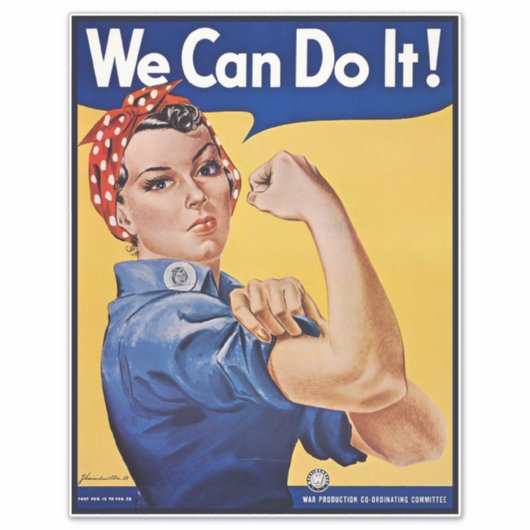 Rosie the Riveter: Starke Frauen Empowerment Aufkleber (Vorderseite)
