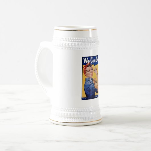 Rosie the Riveter: Starke Frauen Empowerment Bierglas (Vorderseite Links)