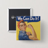 Rosie the Riveter: Starke Frauen Empowerment Button (Vorne & Hinten)