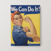 Rosie the Riveter: Starke Frauen Empowerment Button (Vorderseite)