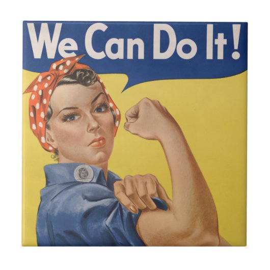 Rosie the Riveter: Starke Frauen Empowerment Fliese (Vorderseite)