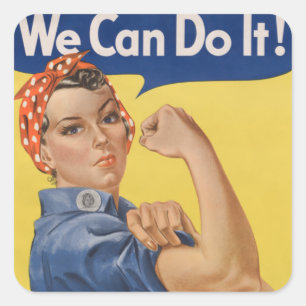 Rosie the Riveter: Starke Frauen Empowerment Quadratischer Aufkleber