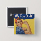 Rosie the Riveter Strong Women in Workforce Button (Vorne & Hinten)