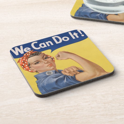 Rosie the Riveter Strong Women in Workforce Getränkeuntersetzer (Linke Seite)