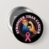 Rosie The Riveter Stronger als Brustkrebs Button (Vorne & Hinten)