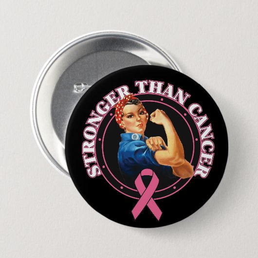 Rosie The Riveter Stronger als Brustkrebs Button (Vorne & Hinten)