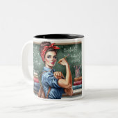 Rosie the Riveter Teacher Zweifarbige Tasse (Vorderseite Links)