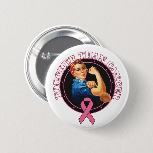 Rosie The Riveter Tougher als Brustkrebs Button (Vorne & Hinten)