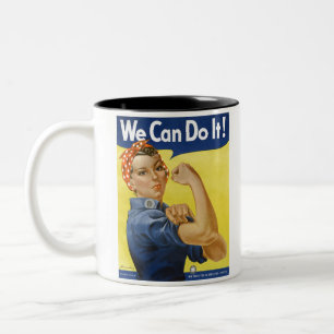 Rosie the Riveter Unbearbeitete Vintage-Fotos Alte Zweifarbige Tasse