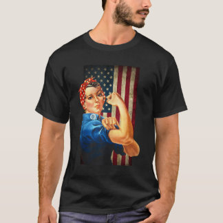 Rosie the Riveter und getragen American Flag T-Shirt