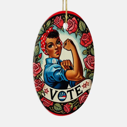 Rosie the Riveter Vote Keramik Ornament (Rechts)