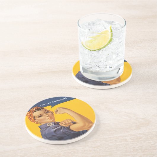 Rosie the Riveter We Can Do It! Your Text Here Getränkeuntersetzer (Seite)