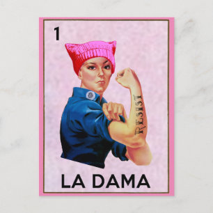 Rosie the Riveter widersteht La Dama Loteria Feiertagspostkarte