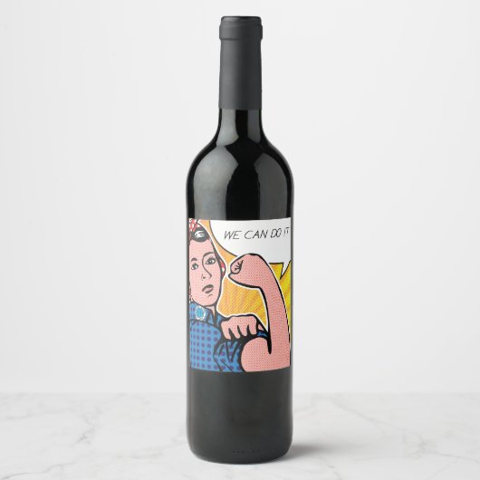 Rosie the Riveter Wir können es Pop Art Remix Weinetikett (Vorderseite)