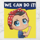 Rosie the Riveter Wir können es tun Anime Chibi Re Weinetikett (Einzelnes Label)