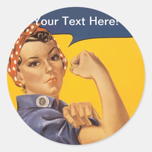 Rosie the Riveter Wir können es tun! Ihr Text hier Runder Aufkleber (Vorderseite)
