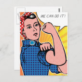 Rosie the Riveter Wir können es tun! Pop Art Dots Postkarte (Vorne/Hinten)