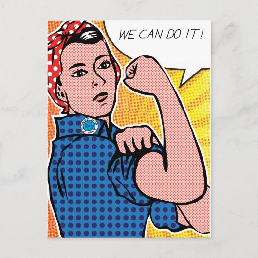 Rosie the Riveter Wir können es tun! Pop Art Dots Postkarte (Vorderseite)