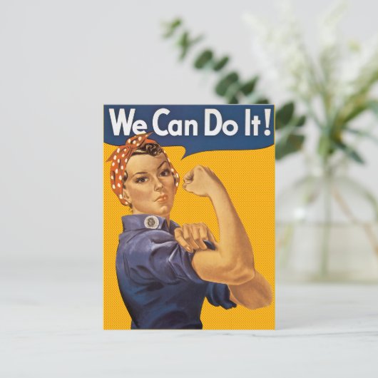 Rosie the Riveter wir können es tun Red Polka Dots Postkarte (Stehend Vorderseite)