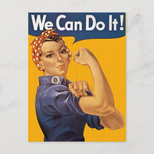 Rosie the Riveter wir können es tun Red Polka Dots Postkarte (Vorderseite)