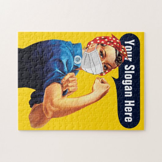 Rosie The Riveter With Mask - Add Your Own Slogan Puzzle (Horizontal)
