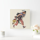 Rosie to Rescue Quadratische Wanduhr (Zuhause)